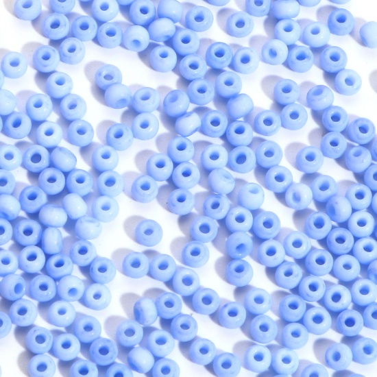Glass Seed Beads Cylinder Light Blue Violet Frosted Opaque 3mm x 2mm, Hole: Approx 0.8mm, 100 Grams の画像