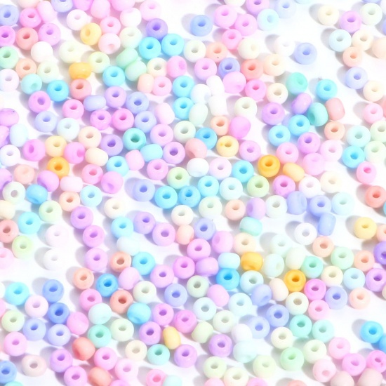 Picture of Glass Seed Beads Cylinder At Random Color Frosted Opaque 3mm x 2mm, Hole: Approx 0.8mm, 100 Grams