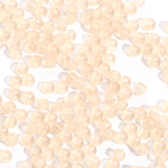 Immagine di Vetro Seme Perline Round Rocailles Champagne Pallido Trasparente Smerigliato 3mmx 2mm, Foro:Circa 0.8mm, 100 Grammi