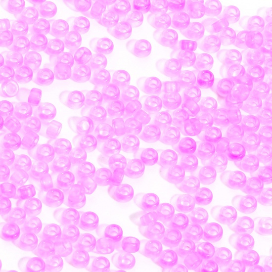 Immagine di Glass Seed Beads Cylinder Fuchsia Transparent Frosted 3mm x 2mm, Hole: Approx 0.8mm, 100 Grams