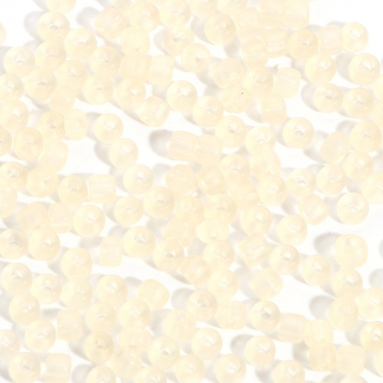 Immagine di Vetro Seme Perline Round Rocailles Beige Trasparente Smerigliato 3mmx 2mm, Foro:Circa 0.8mm, 100 Grammi