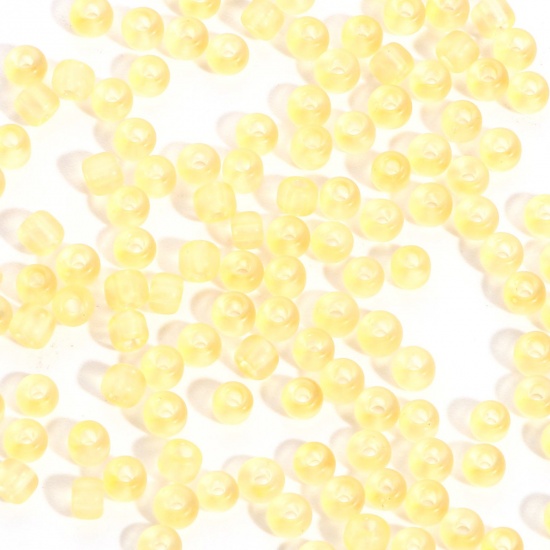 Immagine di Vetro Seme Perline Round Rocailles Giallo Trasparente Smerigliato 3mmx 2mm, Foro:Circa 0.8mm, 100 Grammi