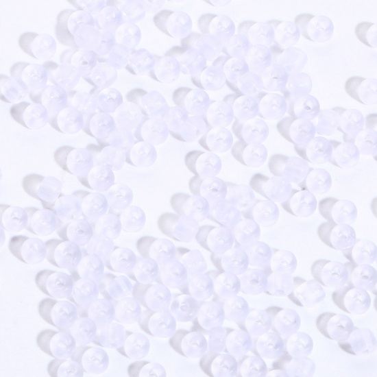 Immagine di Vetro Seme Perline Round Rocailles Trasparente Trasparente Smerigliato 3mmx 2mm, Foro:Circa 0.8mm, 100 Grammi