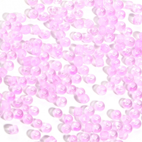 Immagine di Vetro Seme Perline Round Rocailles Lilla Pallido Trasparente Smerigliato 3mmx 2mm, Foro:Circa 0.8mm, 100 Grammi