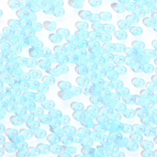 Immagine di Glass Seed Beads Cylinder Blue Transparent Frosted 3mm x 2mm, Hole: Approx 0.8mm, 100 Grams