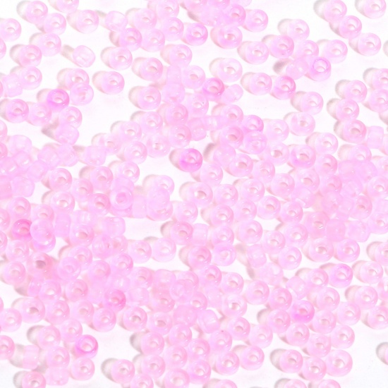 Immagine di Vetro Seme Perline Round Rocailles Rosa Trasparente Smerigliato 3mmx 2mm, Foro:Circa 0.8mm, 100 Grammi