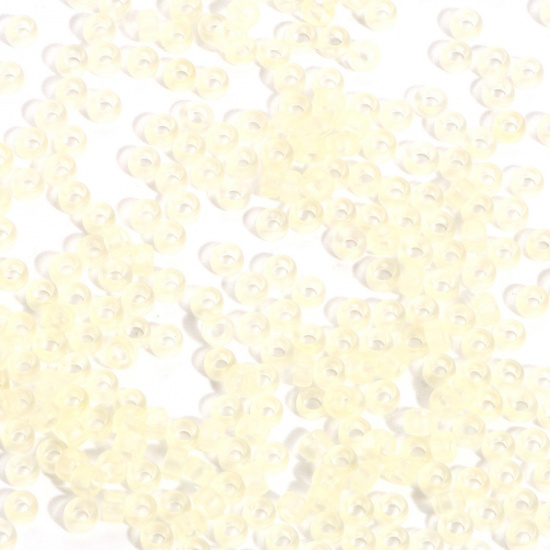 Immagine di Glass Seed Beads Cylinder Pale Yellow Transparent Frosted 3mm x 2mm, Hole: Approx 0.8mm, 100 Grams