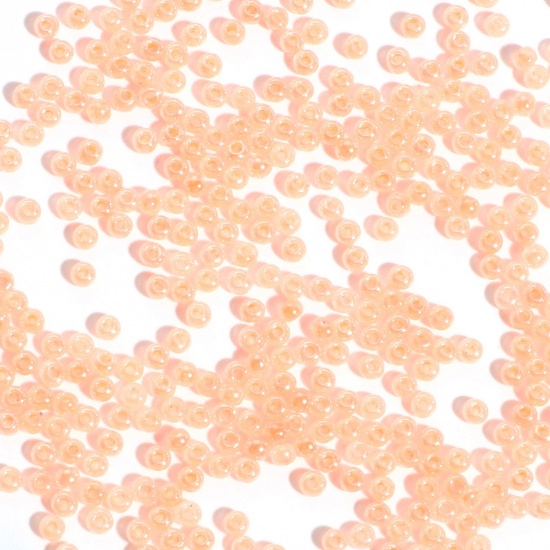Glass Seed Beads Cylinder Orange Pink Pearlized Imitation Jade 2mm x 1.5mm, Hole: Approx 0.5mm, 100 Grams の画像