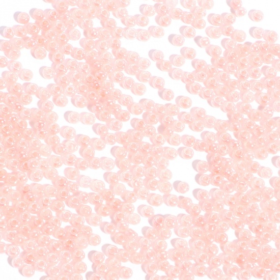 Glass Seed Beads Cylinder Pale Pinkish Gray Pearlized Imitation Jade 2mm x 1.5mm, Hole: Approx 0.5mm, 100 Grams の画像