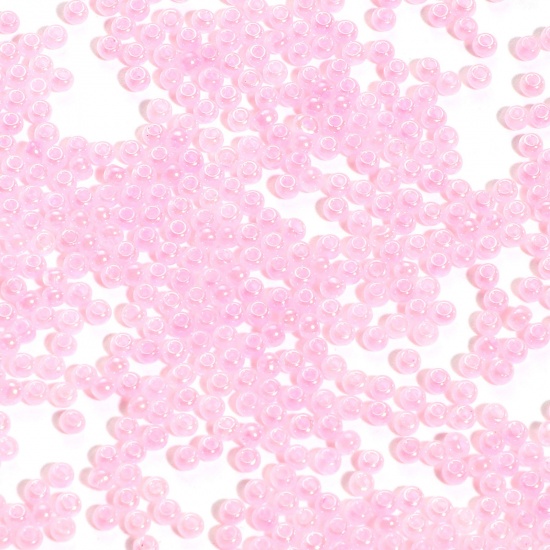 Glass Seed Beads Cylinder Light Pink Pearlized Imitation Jade 2mm x 1.5mm, Hole: Approx 0.5mm, 100 Grams の画像