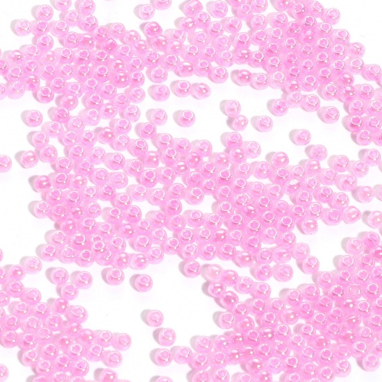 Glass Seed Beads Cylinder Mauve Pearlized Imitation Jade 2mm x 1.5mm, Hole: Approx 0.5mm, 100 Grams の画像
