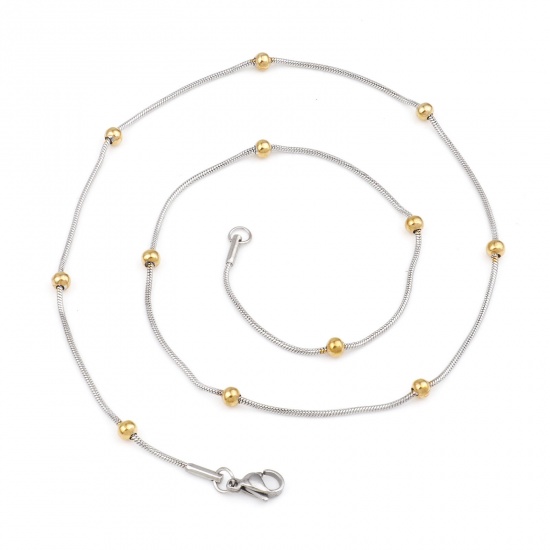 Image de 304 Stainless Steel Snake Chain Necklace Gold Plated & Silver Tone 50.5cm(19 7/8") long, 1 Piece