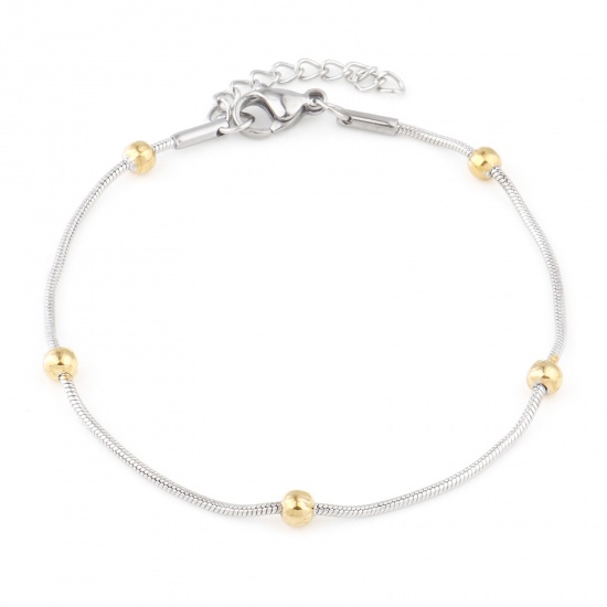 Image de 304 Stainless Steel Snake Chain Bracelets Gold Plated & Silver Tone 18.5cm long, 1 Piece