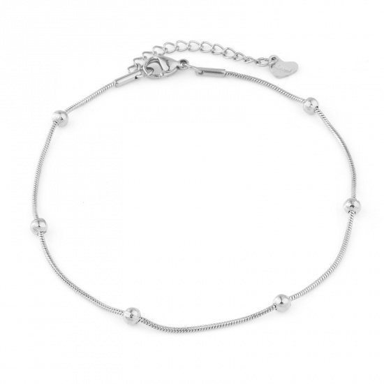 Image de 304 Stainless Steel Snake Chain Anklet Silver Tone 23.5cm(9 2/8") long, 1 Piece