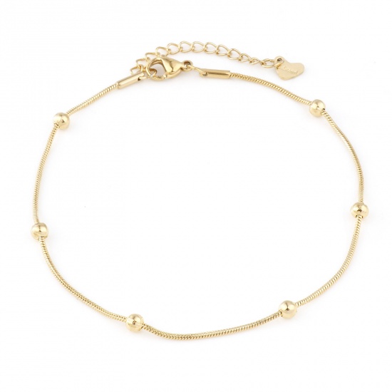 Image de 304 Stainless Steel Snake Chain Anklet Gold Plated 23.5cm(9 2/8") long, 1 Piece