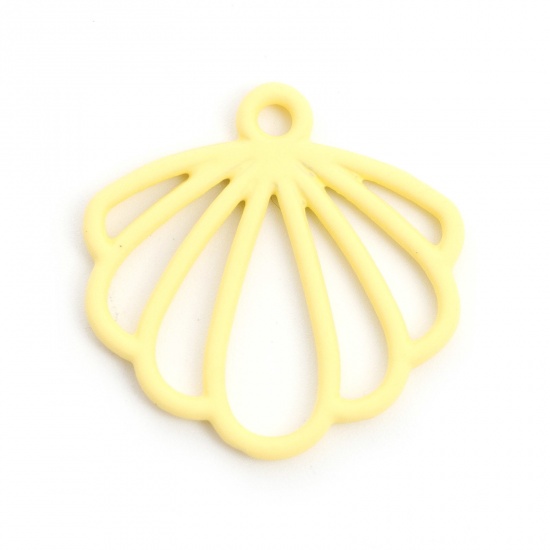 Picture of Zinc Based Alloy Ocean Jewelry Charms Shell Yellow Painted 21mm x 21mm, 10 PCs