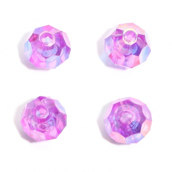 Picture of Acrylic Beads Round Purple AB Rainbow Color Faceted About 8mm Dia., Hole: Approx 1.7mm, 500 PCs