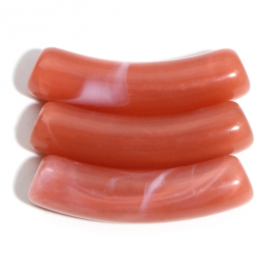 Picture of Acrylic Beads Curved Tube Pale Pinkish Gray About 3.2cm x 0.8cm, Hole: Approx 1.6mm, 50 PCs