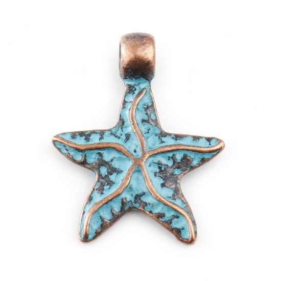 Picture of Zinc Based Alloy Patina Charms Star Fish Antique Copper 22mm x 17mm, 20 PCs