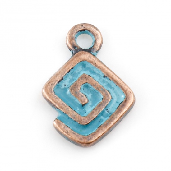 Picture of Zinc Based Alloy Patina Charms Rhombus Antique Copper Spiral 13mm x 9mm, 20 PCs