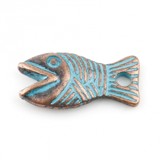 Picture of Zinc Based Alloy Patina Charms Fish Animal Antique Copper 16mm x 8mm, 20 PCs