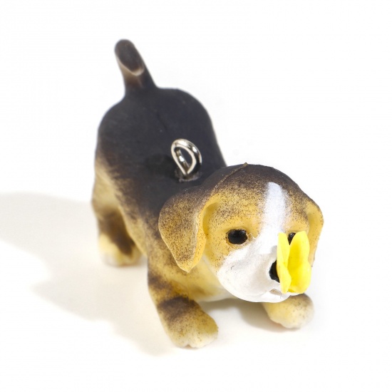 Picture of Resin Pendants Beagle Animal Black 3D 4.2cm x 2.7cm, 1 Piece