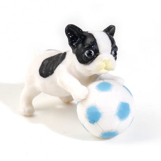 Immagine di Resina Carino Ciondoli Bulldog Francese 3D Bianco 4.1cm x 3.4cm, 1 Pz
