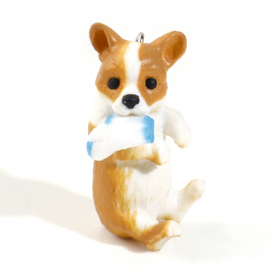 Picture of Resin Pendants Corrci Dog Light Brown 3D 4cm x 2cm, 1 Piece