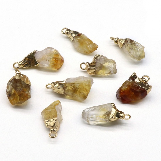 Picture of Citrine ( Natural ) Charms Gold Plated Yellow Irregular 1 Piece