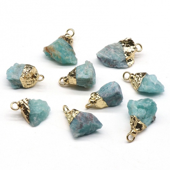 Picture of Amazonite ( Natural ) Charms Gold Plated Green Blue Irregular 1 Piece