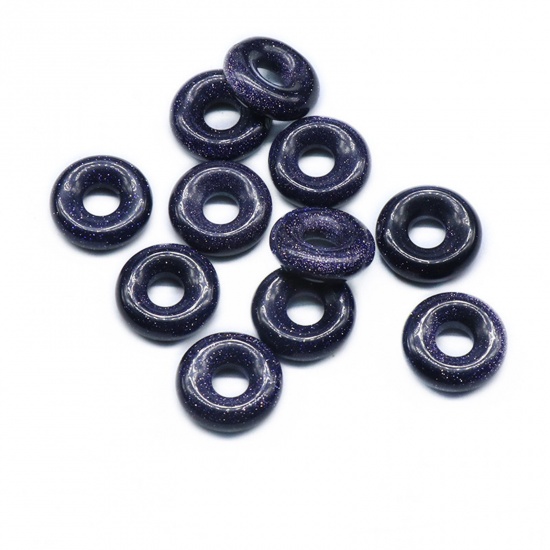 Picture of Blue Sand Stone ( Synthetic ) Loose Beads Round Blue Black Hollow About 15mm Dia., Hole: Approx 5mm, 2 PCs