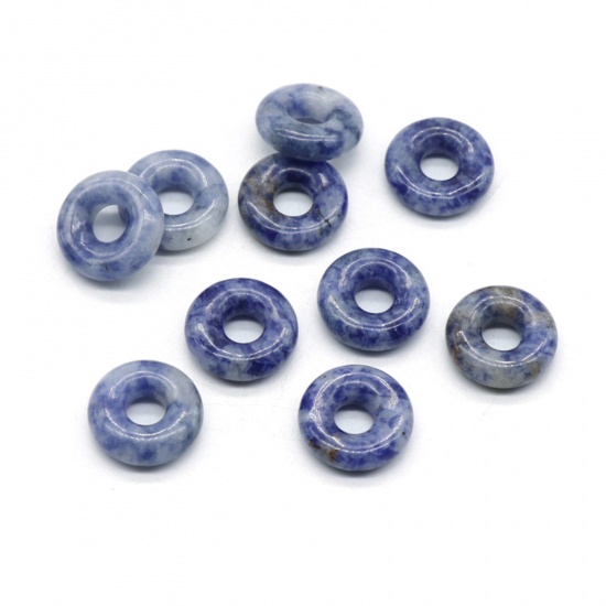 Immagine di Stone ( Natural ) Loose Beads Round Blue Hollow About 15mm Dia., Hole: Approx 5mm, 2 PCs