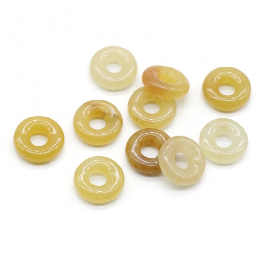 Picture of Topaz ( Natural ) Loose Beads Round Yellow Hollow About 15mm Dia., Hole: Approx 5mm, 2 PCs