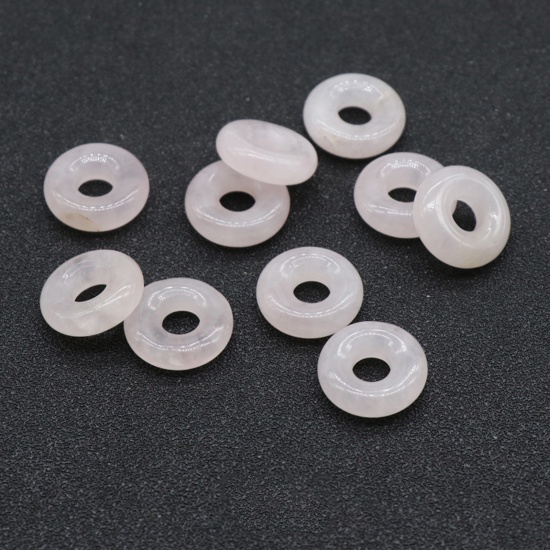 Immagine di Rose Quartz ( Natural ) Loose Beads Round Light Pink Hollow About 15mm Dia., Hole: Approx 5mm, 2 PCs