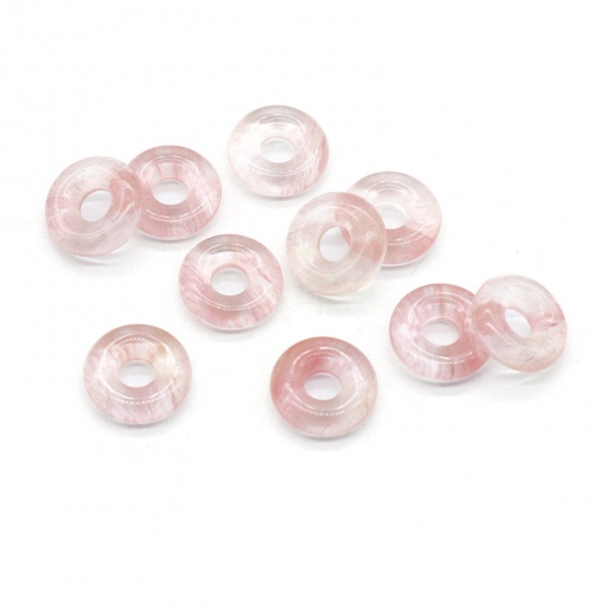 Immagine di Cherry Quartz ( Synthetic ) Loose Beads Round Pink Hollow About 15mm Dia., Hole: Approx 5mm, 2 PCs