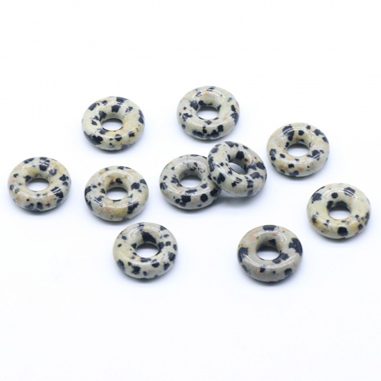 Bild von Gesprenkelter Stein Kalkstein ( Natur ) Perlen Ring Khaki ca. 15mm D., Loch:ca. 5mm, 2 Stück