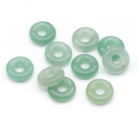 Picture of Green Aventurine ( Natural ) Loose Beads Round Green Hollow About 15mm Dia., Hole: Approx 5mm, 2 PCs