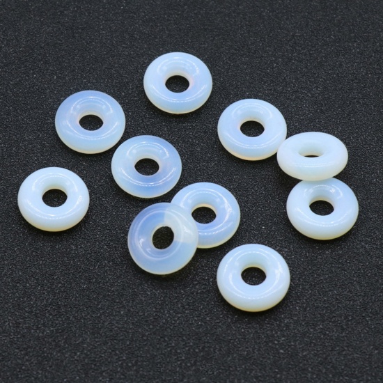 Immagine di Opal ( Synthetic ) Loose Beads Round Ivory Hollow About 15mm Dia., Hole: Approx 5mm, 2 PCs