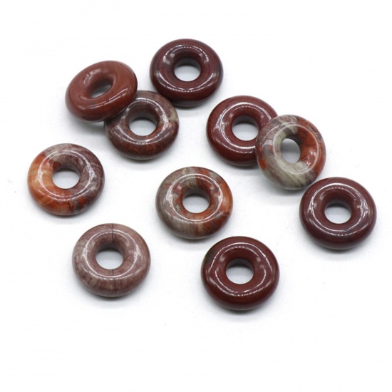 Picture of Stone ( Natural ) Loose Beads Round Red Hollow About 15mm Dia., Hole: Approx 5mm, 2 PCs