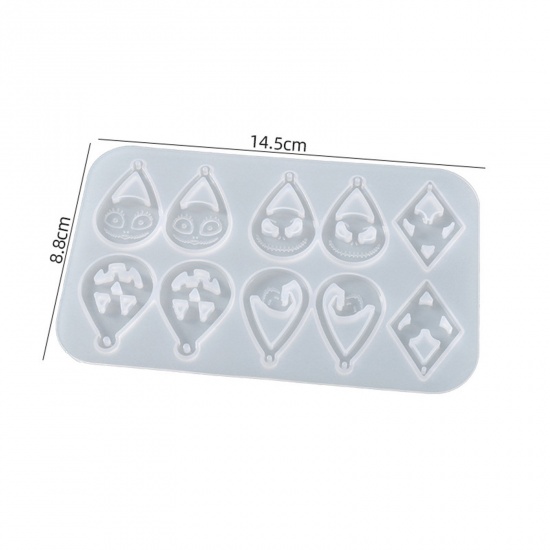 Picture of Silicone Halloween Resin Mold For Earring Jewelry Making Drop White 14.5cm x 8.8cm, 1 Piece