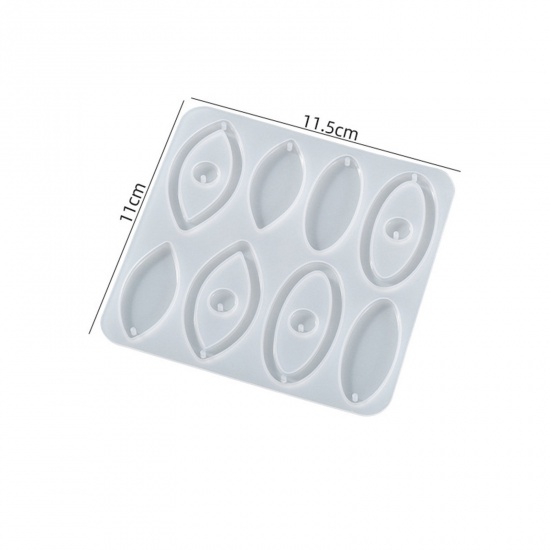 Picture of Silicone Resin Mold For Earring Jewelry Making Oval White 11.5cm x 11cm, 1 Piece