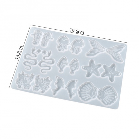 Immagine di Silicone Resin Mold For Earring Jewelry Making Animal White 19.6cm x 18.3cm, 1 Piece
