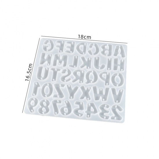Immagine di Silicone Muffa della Resina per Gioielli Rendendo Lettera Maiuscola Bianco 18cm x 16.5cm, 1 Pz