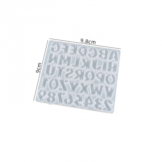 Immagine di Silicone Resin Mold For Jewelry Making Initial Alphabet/ Capital Letter White 9.8cm x 9cm, 1 Piece