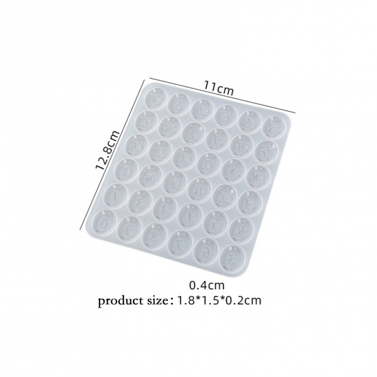Immagine di Silicone Resin Mold For Jewelry Making Oval Initial Alphabet/ Capital Letter White 12.8cm x 11cm, 1 Piece