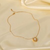 Imagen de Acero Inoxidable Exquisito Collares 18k Chapado en Oro En forma de U Imitación de perla 39cm longitud, 1 Unidad