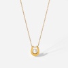 Imagen de Acero Inoxidable Exquisito Collares 18k Chapado en Oro En forma de U Imitación de perla 39cm longitud, 1 Unidad