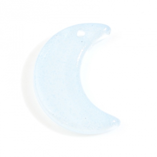 Picture of Glass Galaxy Charms Half Moon Light Blue Gradient Color 16mm x 11mm, 30 PCs