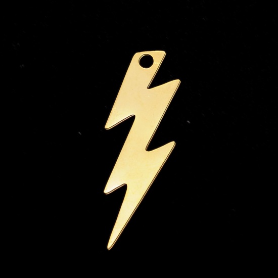 Immagine di Stainless Steel Weather Collection Pendants Gold Plated Lightning 29mm x 10mm, 5 PCs