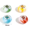 Picture of Resin European Style Large Hole Charm Beads At Random Color Round Ink Spot 14mm Dia., Hole: Approx 4.6mm, 20 PCs